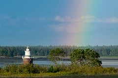 Rainbow By Lubec Channel Lighthouse in Summer